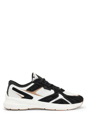 BOSS Mens Owen Runn Mixed-Material Trainers with Suede and