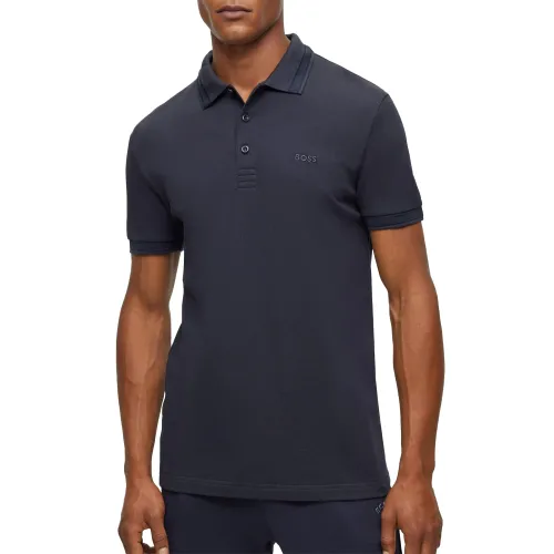 BOSS Mens Paddy Curved-Logo Polo Shirt in Organic Cotton