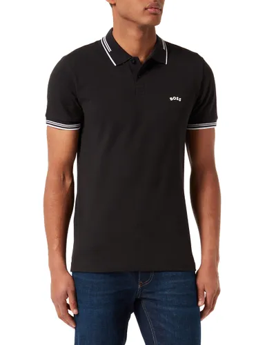 BOSS Mens Paul Curved Curved-Logo Slim-fit Polo Shirt in