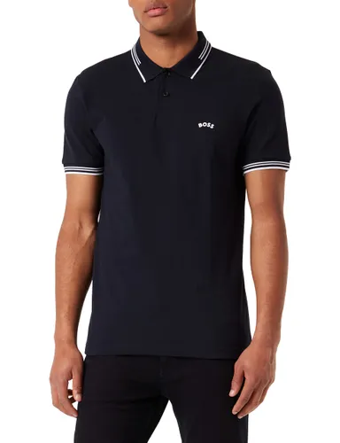 BOSS Mens Paul Curved Stretch-Cotton Slim-fit Polo Shirt