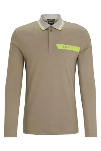 BOSS Mens Plisy 1 Interlock-Cotton Polo Shirt with Stripe
