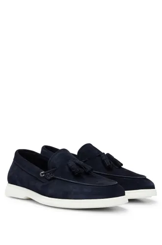 BOSS Mens Sienne Mocc Suede Slip-on Loafers with Tassel Trim