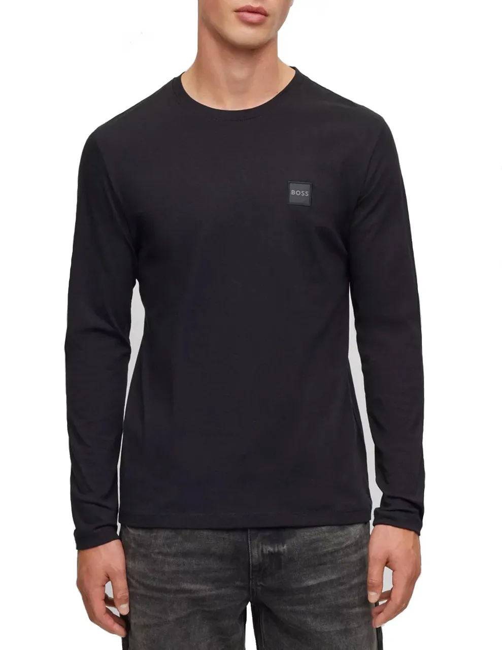 BOSS Mens Tacks Logo-Patch T-Shirt in Cotton Jersey Black
