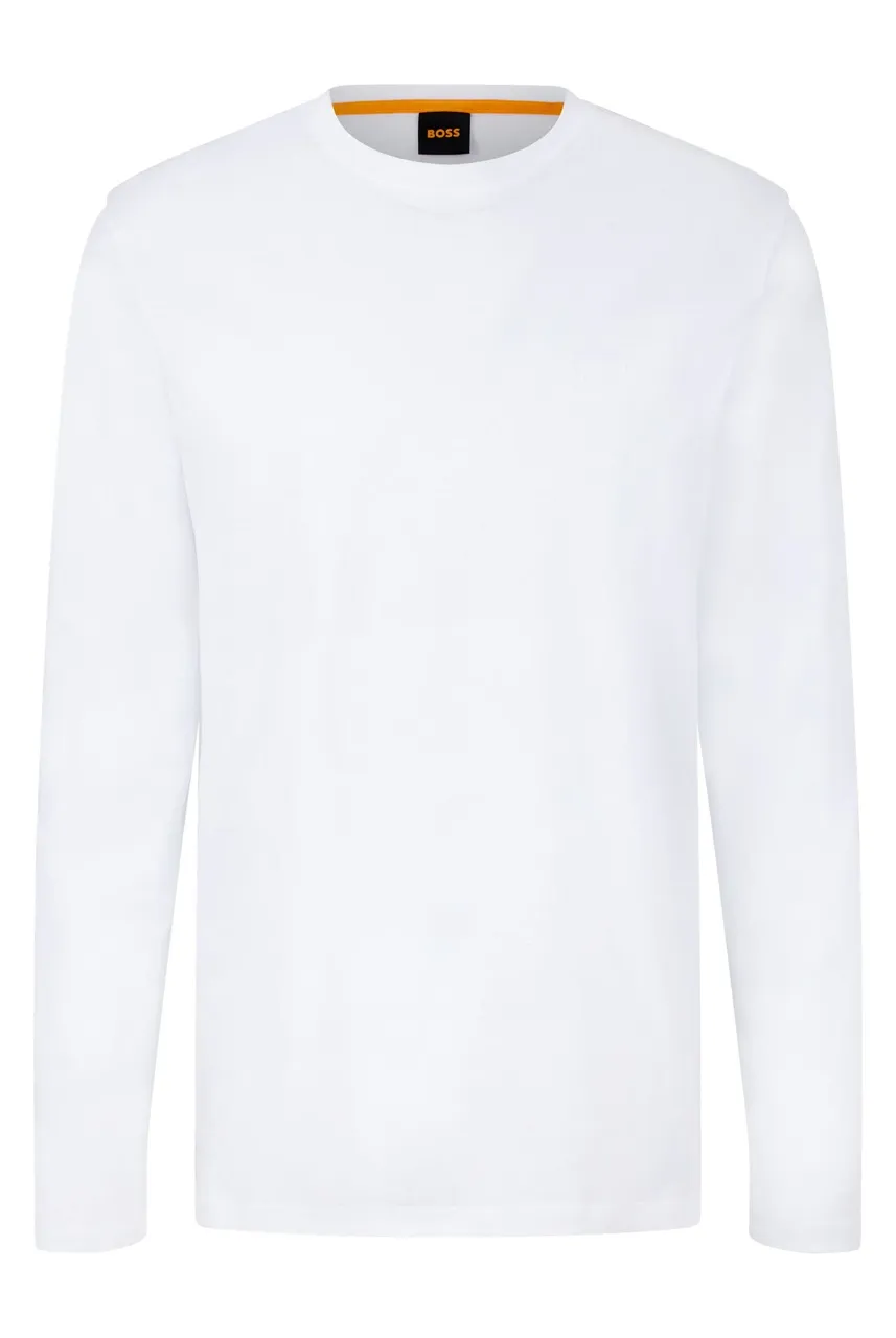 BOSS Mens Tacks Logo-Patch T-Shirt in Cotton Jersey White