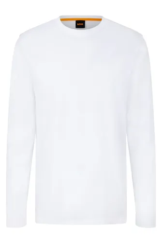 BOSS Mens Tacks Logo-Patch T-Shirt in Cotton Jersey White