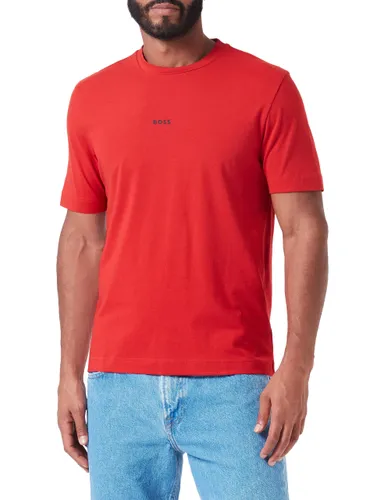 BOSS Mens TChup Logo-Print T-Shirt in Stretch Cotton Red