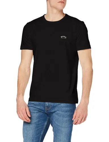 BOSS Mens Tee Curved Curved-Logo T-Shirt in Organic Cotton