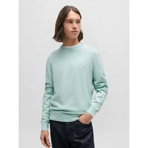 BOSS Mens Turquoise Aqua Kanovano Logo Sweater