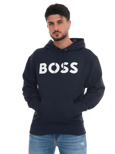 BOSS Mens WebasicHood Cotton-terry hoodie with rubber-print