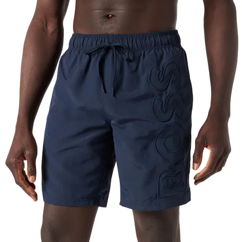 BOSS Mens Whale Embroidered-Logo Swim Shorts in Recycled