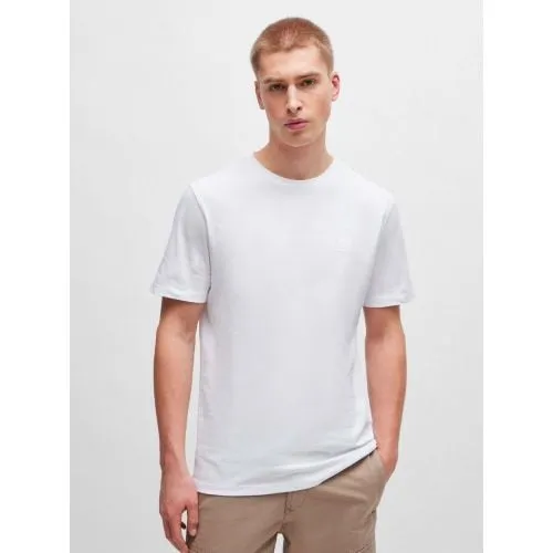 BOSS Mens White Tales Logo Patch T-Shirt