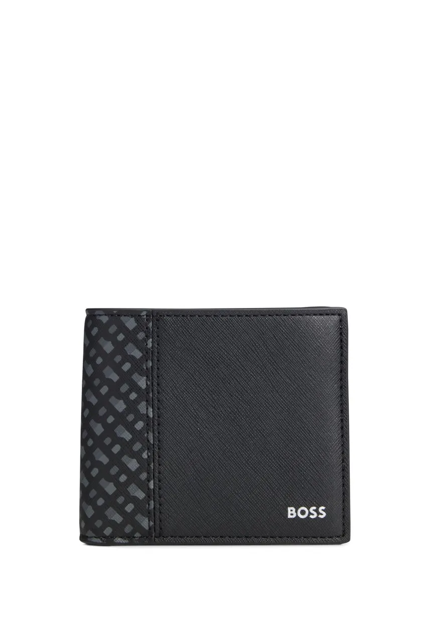 BOSS Mens Zair S Structured Wallet with Monogram Detailing