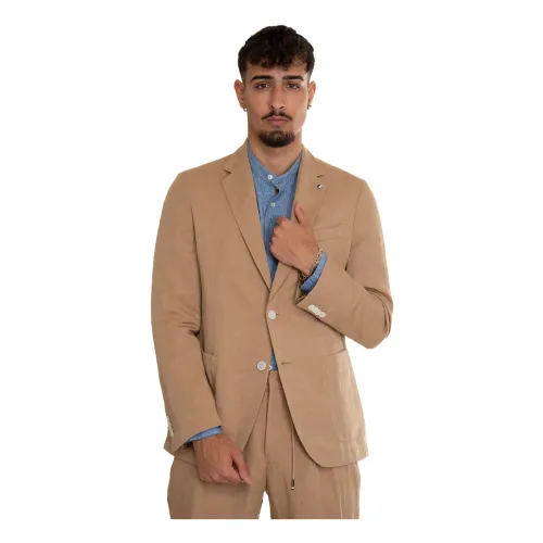 Boss , Modern Slim Fit Blazer with 2 Buttons ,Beige male, Sizes: