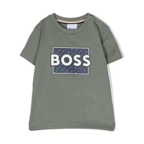 Boss , Monogram Logo Print T-Shirt ,Gray male, Sizes: