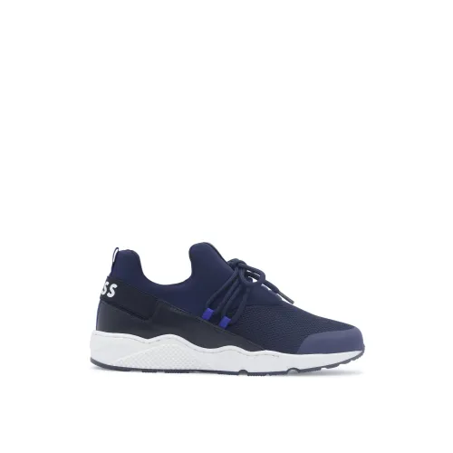 Boss , Navy Lace-Up Sneakers for Boys ,Blue male, Sizes: