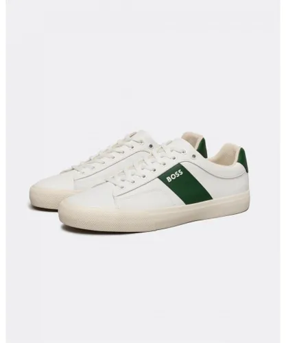 Boss Orange Aiden Mens Cupsole Trainers with Contrast Band - White/Green