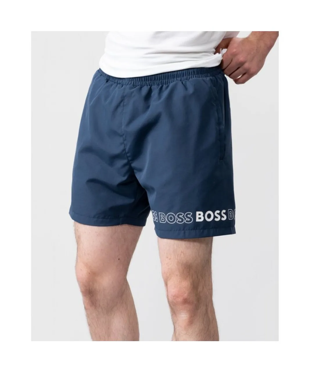 Boss Orange Dolphin Recycled Material Mens Swim Shorts - Navy Recycled Polyester