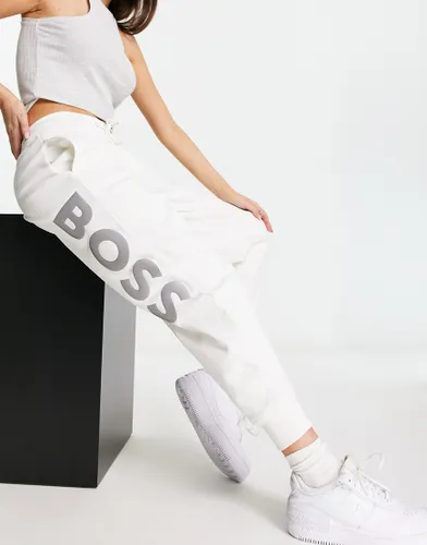 BOSS Orange Etix joggers in off white with large leg logo