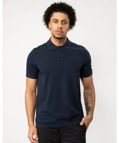 Boss Orange Prime Mens Cotton-Piqué Polo Shirt with Logo Print NOS - Dark Blue