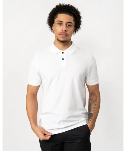 Boss Orange Prime Mens Cotton-Piqué Polo Shirt with Logo Print NOS - White