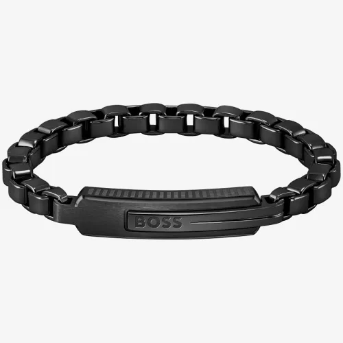 BOSS Orlado Mens Stainless-Steel Black-Tone Chain Bracelet 1580358M