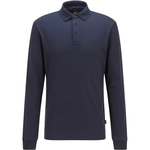Boss Pado 30 Long Sleeve Polo Shirt - Blue