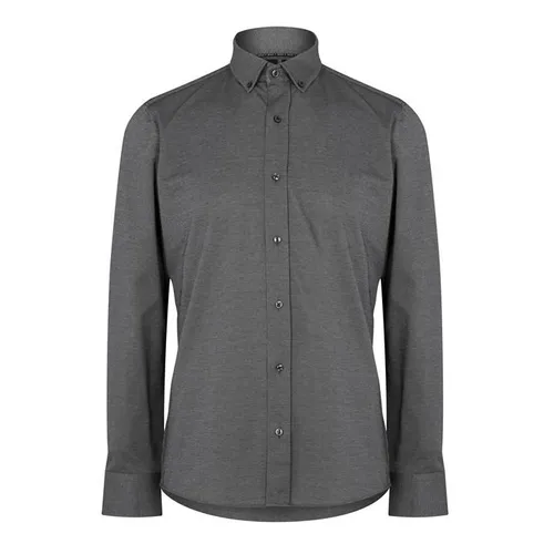 Boss Regular-Fit Shirt In Structured Cotton-Blend Jersey - Grey