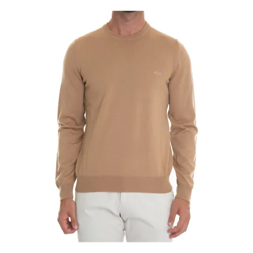 Boss , Round Neck Sweater ,Brown male, Sizes: