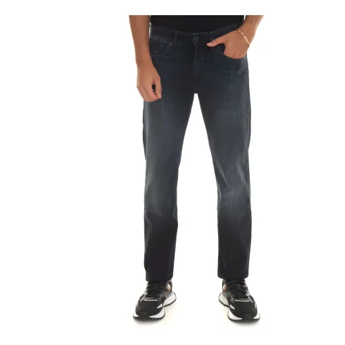 Boss , Slim Fit Stone Washed Denim Jeans ,Blue male, Sizes: