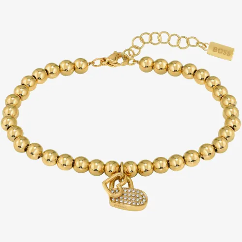 BOSS Soulmate Gold-Tone Beaded Hearts Bracelet 1580287