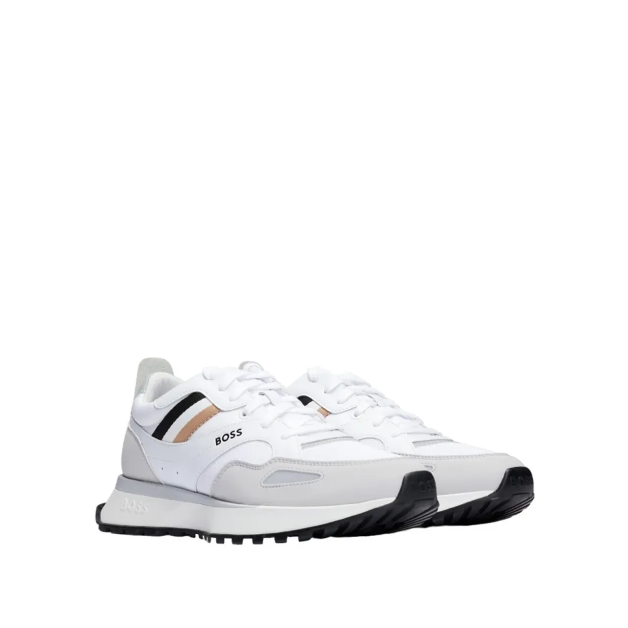 Boss , Stylish Sneakers with Logo and Laces ,White male, Sizes: