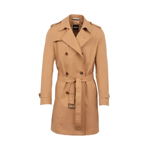 Boss , Stylish Trench Coat ,Brown male, Sizes: