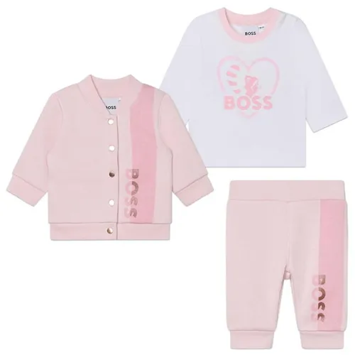 Boss Three Piece Tracksuit Gift Set Infant Girls - Pink