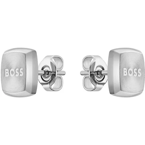 Boss Yann Men's Stainless Steel Stud Earrings - Silver