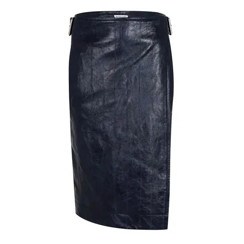 BOTTEGA VENETA Belted Leather Skirt - Blue