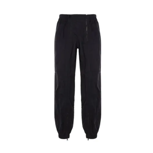 Bottega Veneta , Black Crinkled Nylon Jogging Pants with Elastic Waistband and Zipper ,Black male, Sizes: