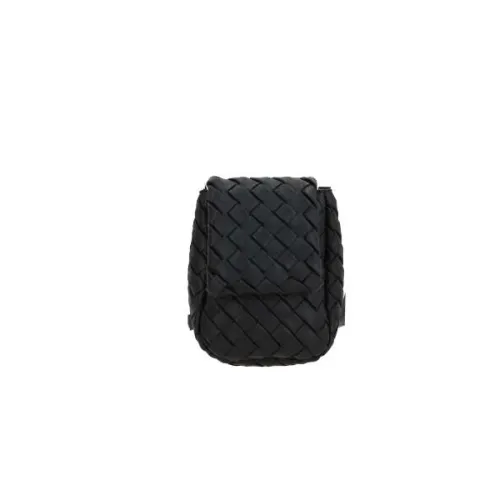 Bottega Veneta , Black Intrecciato Leather Shoulder Bag ,Black male, Sizes: ONE SIZE