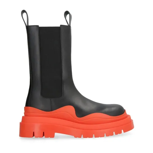 Bottega Veneta , Black Leather Ankle Boots ,Black female, Sizes:
