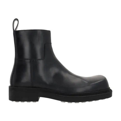 Bottega Veneta , Black Leather Ankle Boots for Men ,Black male, Sizes: