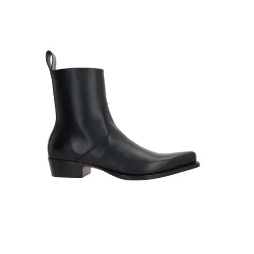Bottega Veneta , Black Leather Boots with Zipper Closure ,Black male, Sizes: