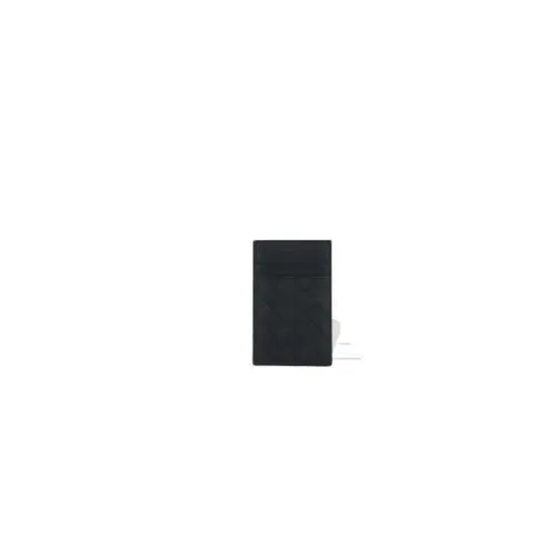 Bottega Veneta , Black Leather Credit Card Wallet with Intrecciato Motif ,Black male, Sizes: ONE SIZE