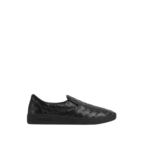 Bottega Veneta , Black Leather Slip-On Sneakers ,Black male, Sizes: