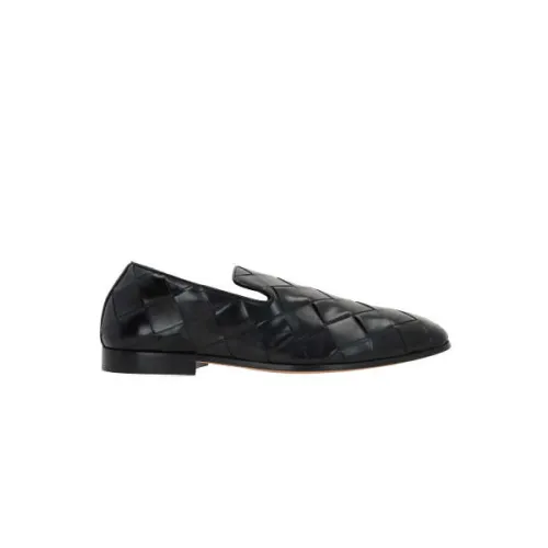 Bottega Veneta , Black Leather Slipper with Intrecciato Motif ,Black male, Sizes: