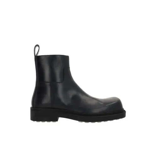 Bottega Veneta , Black Leather Zip-Up Boots ,Black male, Sizes: