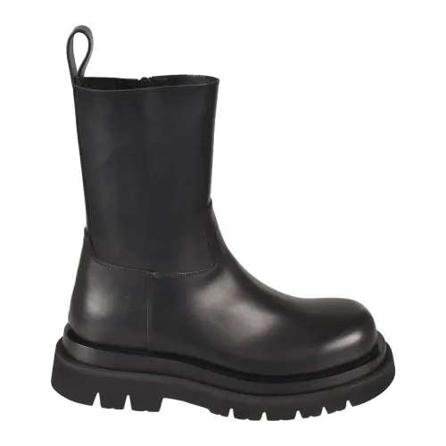 Bottega Veneta , Black Lug Calfskin Boots ,Black male, Sizes: