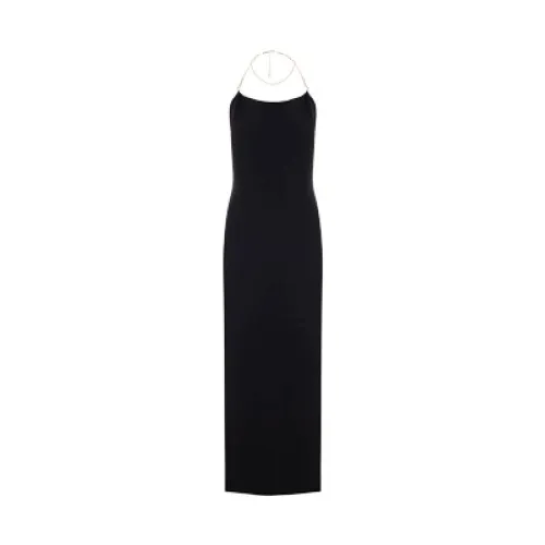 Bottega Veneta , Black Sleeveless Jersey Dress with Draped Neckline and Open Back ,Black female, Sizes: