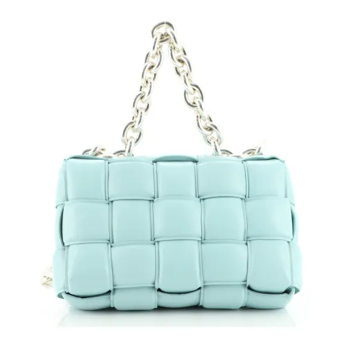 Bottega Veneta , Bottega Veneta Cette Chain Crossbody Bag Padded Maxi Intrecciato Leather ,Blue female, Sizes: ONE SIZE