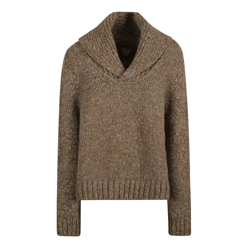 Bottega Veneta , Chunky Alpaca Knit Sweaters ,Brown male, Sizes: