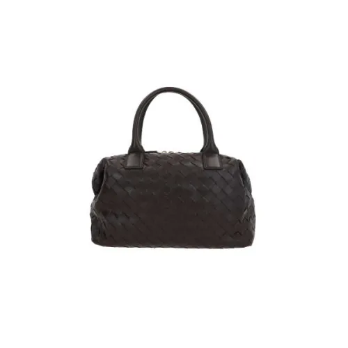 Bottega Veneta , Dark Brown Intrecciato Leather Handbag with Gold Hardware ,Brown female, Sizes: ONE SIZE