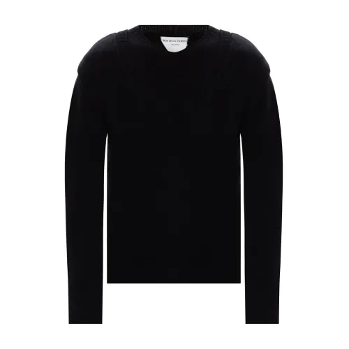 Bottega Veneta , Double Neck Wool Sweater ,Black male, Sizes: